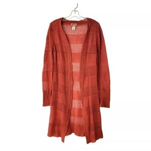 MUDD long openwork orange cardigan, size XL